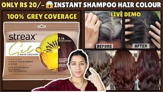 Rs 20/- Instant Hair Colour 😱 GET INSTANT BLACK HAIR in Just 15 mins 🤩 Streax hair color shampoo