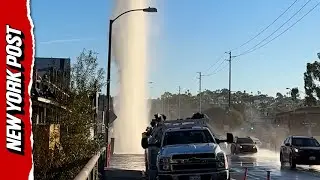Massive Geyser Erupts After Water Main Bursts in San Diego