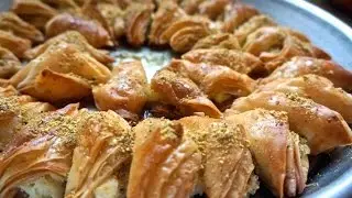 البقلاوة التركية او وربات بالقشطة العجين و القشطة منزلية Baklava with Qachta 100% From Scratch