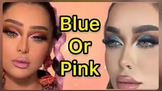 Which makeup do you think is more beautiful?pink or blue 