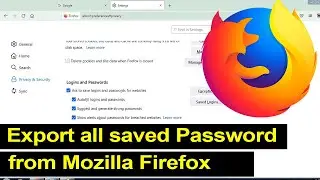 How to export all saved password from Mozilla Firefox?