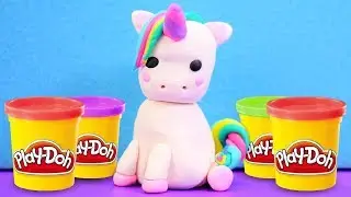 Basteln  f&uuml;r Kinder. Wir machen ein Einhorn. Spielspa&szlig; mit PlayDoh Knete