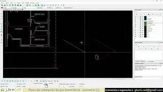 LibreCAD - Plano de instalación domiciliaria de gas, tercera parte: isometría (cañería)