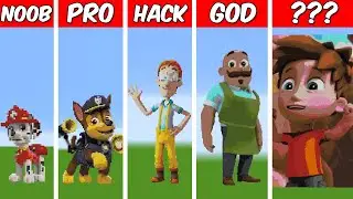 PAW PATROL 2 Pixel Art Build in Minecraft ! Noob vs Pro vs Hacker vs God - Minecraft Animation