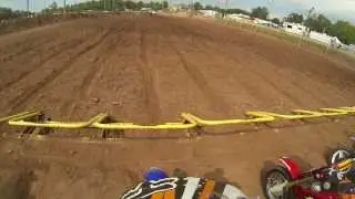 8 year old A J Stayton takes holeshot on yamaha ttr50 at MAMA race