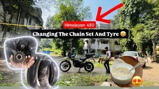 After 18000Km Changing Tyre & Chain Set Himalayan 450 🔥 (गरुड़ा) | @amannawathe 