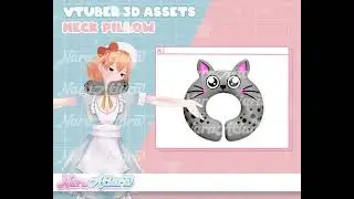 Grey Neck Pillow With Unique Feature - Streamer Needs For Their Vtuber On Youtube And Twitch