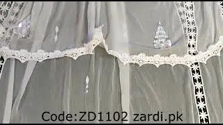Mirror Work Laces Embellished Chiffon Dupatta &ndash; White &ndash; ZD1102