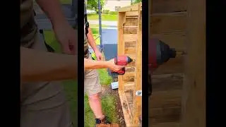 Turning Old Pallets into an outdoor Rustic Garbage Bin Storage and testing out the New #homedepot