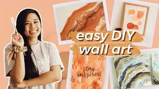 3 EASY NO DRAW DIY Wall Art Projects | Acrylic Pour Geode, Faux Watercolor Marker, Textured Collage