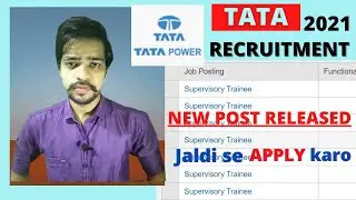 TATA Power RECRUITMENT 2021 | TATA Power New POST Released 2021 | TATA POWER SUPERVISORY TRAINEE