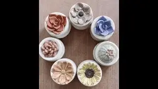 How to handmade ceramic 3D flower shape lid of trinket box