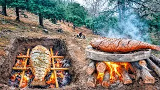 FISH WITH AROMATIC SPICES | Primitive Fish Cooked Underground | Ancient Soil Cooking Method