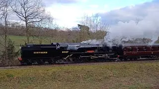21C127 Taw Valley in action at The Severn Valley Railway Winter Steam Gala in January 2024.