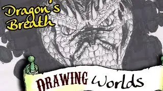 Dragons Breath - Black and White Fantasy Dragon illustration - ink on paper