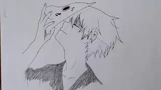 How to draw anime boy sad