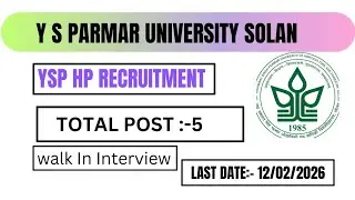 HP Horticulture University Recruitment|| Nauni university recruitment 2026 || Hp Govt Jobs