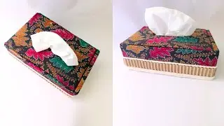 DIY | Tempat tisu dari kardus bekas dan kain perca | tissue box