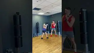 Reaction pad drill with a blonde hobbit #boxingtraining #boxing #kickboxing