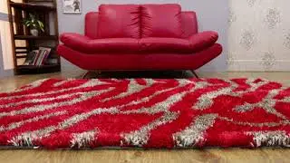 Area Rug Contemporary Red Beige
