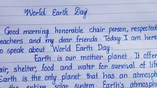 Speech on World Earth Day | writing | English handwriting | handwriting | English Speech | Eng Teach