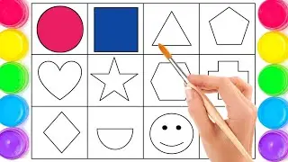 all shapes names | identify color | shape name for kids | coloring