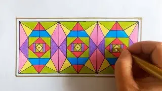 How to draw Rectangle design drawing || geometric rectangle art 