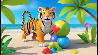 Tigers Play Cricket on the Beach 🐯🏏🏖️ | 3D Animated Nursery Rhyme for Kids | Toddler Fun Adventure