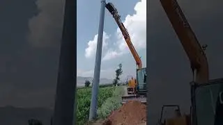 Reinforced concrete transmission pole installation #lifehacks  #productivity #tipsandtricks #diy
