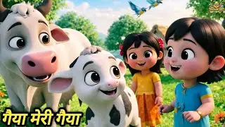 Gaiya Meri Gaiya 🐄 | Cute Cow Rhyme for Kids | Hindi Animal Rhymes @GiggleManggo