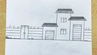 House building||ghr ka chitra||home scenary drawing ✅#drawing #easyhouse #pencildrawing 