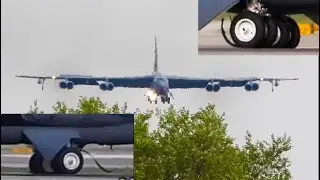 USAF B-52 Stratofortress Rear tire explosion during Landing at SDF Airport 