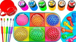 Satisfying Video  How I Made Antistress Balls in a Grid & Rainbow Slime Shape Sprunki Glitter ASMR
