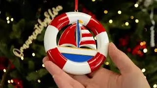 Ornaments by Elves: Personalized Life Ring Sail Boat Coastal Beach Ornament OBE-rm1826