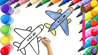 How To Draw cute Airplane Drawing, Painting & Coloring For Kids and Toddlers_ Child Art 🐋🌈🎨
