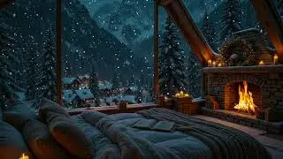 No Ads &ndash; ❄️🪵 Snowfall & Firelight in a Cozy Winter Cabin | Deep Calm Ambience for Sleep & Relaxation