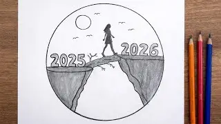 Wie malt man Frohes Neues Jahr 2026 - Zeichnen für anfänger