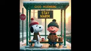 Good Morning From Snoopy and Charlie Brown Waiting for the Bus