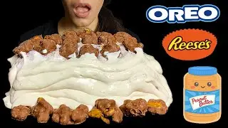 8 Layer PB Ice Cream Madness Cake | ASMR EATING Sounds (No Talking) MUKBANG 먹방