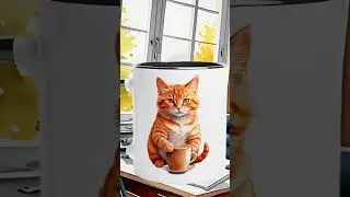 Katze trinkt Kaffee. Leicht ver&auml;rgert. (Tasse)