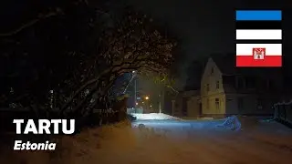 Tartu, Estonia. Walking in the snowfall. T&auml;htvere. 4K