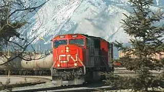 Linesiding the Canadian National around Jasper, AB, March 1999