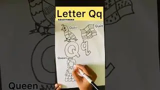 Drawing Q for Queen, Quail, Quilt, ? | Alphabet Q Drawing & Coloring | ABCD Drawing for Kids