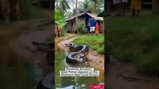 Residents Shocked! Giant Python Appears on the Riverbank Near Local Homes.
