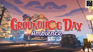 Groundhog Day Ambience 🦫 1.5 HOUR Punxatawney Phil Welcome Sign + Winter Soundscape ASMR 🌨️