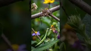 Spider Versus Mantis #wild #spider #gagamba #mantis #insects #fighting #fight #shorts #scary #animal