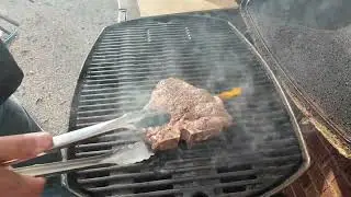 T-bone on the Weber Q3200 Grill