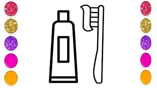 How to Draw  Toothpaste and Toothbrush Simple drawing painting and Coloring for kids part 91