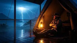 Arthur Waiting Out a Fierce Thunderstorm in a Tiny Cabin | RDR2 ASMR Night Sleep