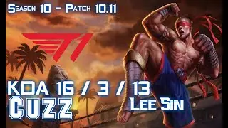 T1 Cuzz LEE SIN vs ELISE Jungle - Patch 10.11 KR Ranked